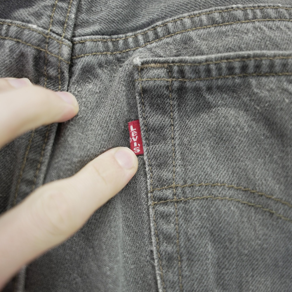 Levis 501 VTG 1993 Original Grey‎ Denim Jeans Mens 32x34 Straight Leg Button Fly - Picture 11 of 15